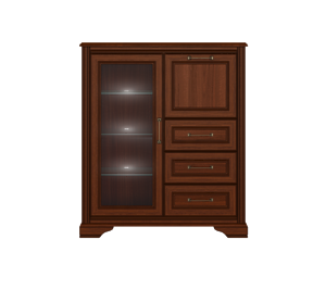 Тумба-витрина с подсветкой Stylius орех донской KOM1W1B3S за 37920 ₽
